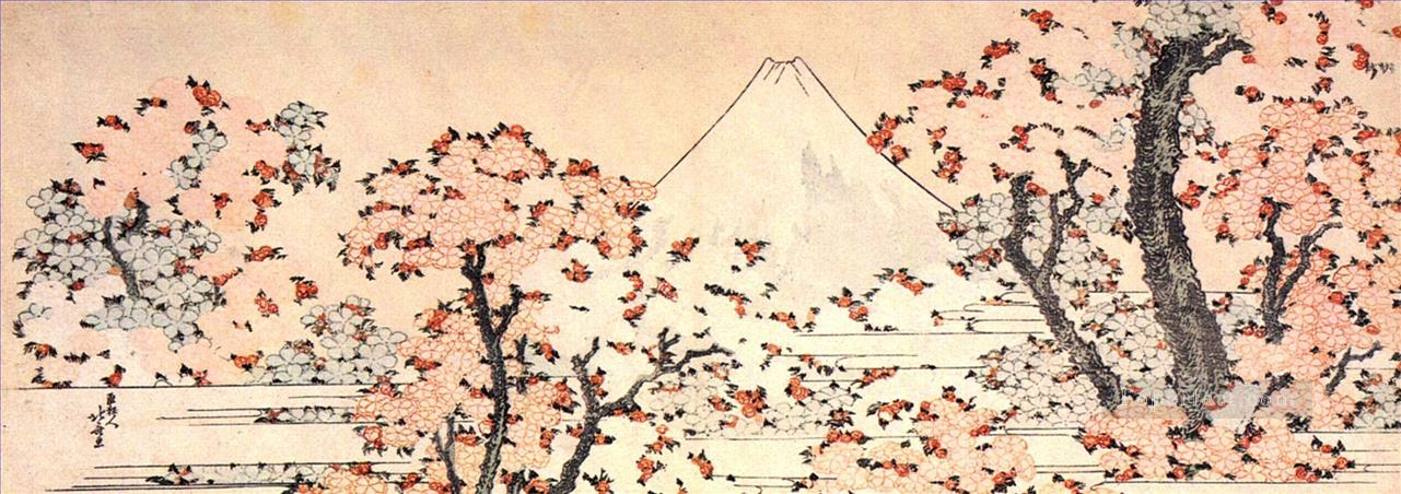 mount fuji seen throught cherry blossom Katsushika Hokusai Ukiyoe Oil Paintings